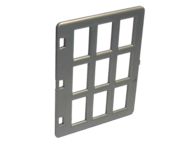Duplo Door 1 x 4 x 4 with Nine Panes in Flat Silver