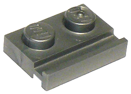 Plate Special 1 x 2 with Door Rail in Flat Silver