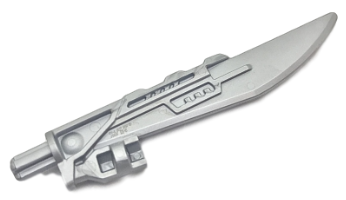 Large Figure Weapon Blade, with Bar Holder and Axle in Flat Silver