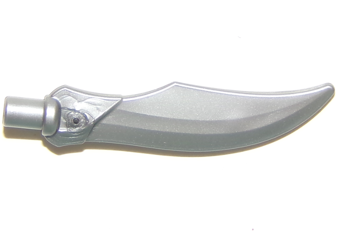 Weapon Sword Curved Blade with Bar in Flat Silver