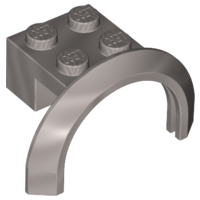 Wheel Arch, Mudguard 4 x 2 1/2 x 2 with 2 x 2 Plate in Flat Silver