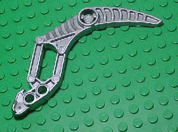 Large Figure Weapon, Claw / Fang, 2 Pin Holes (Visorak Suukorak) in Flat Silver