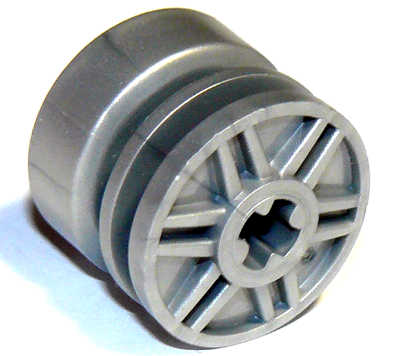 Wheel 18mm x 14mm with Axle Hole, Fake Bolts and Shallow Spokes in Flat Silver