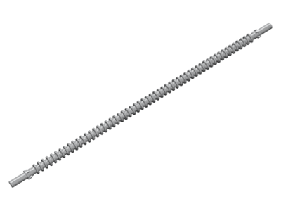 Flexible Ribbed Hose 8mm Ends 19L in Flat Silver
