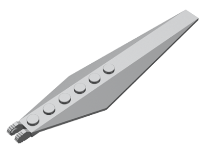 Hinge Plate 1 x 12 Locking with Angled Side Extensions and Tapered Ends, 7 Teeth in Flat Silver