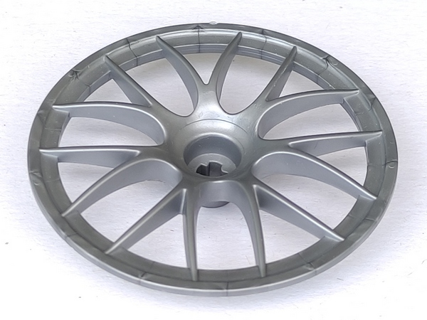 Wheel Cover 7 Spoke with Axle Hole - 56mm D. [Fits 44772] in Flat Silver