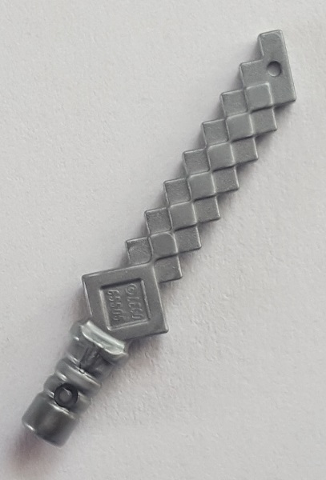 Weapon Sword with Bend Tip, Pixelated in Flat Silver