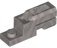 Launcher, Plate Special 1 x 2 with Mini Blaster Square in Flat Silver