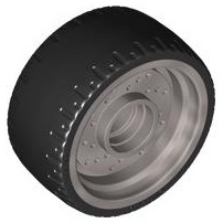 Wheel Rim 24 x 12 with Black Tyre in Flat Silver