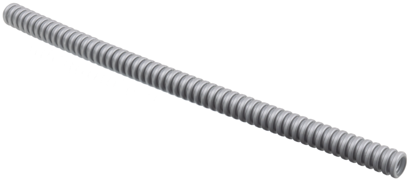 Hose, Ribbed 7mm D. 18L / 14.4cm in Flat Silver