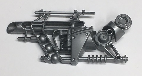 Large Figure Weapon Gun, Heavy Metal Shooter Arm in Flat Silver