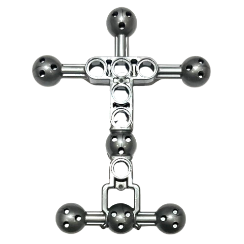 Large Figure Skeletal, Torso with 7 Ball Joints, and 6 Holes, Small in Flat Silver