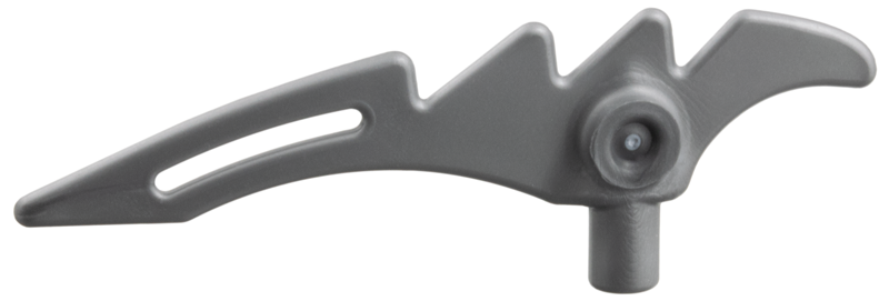 Weapon Scythe / Crescent Blade Serrated with Bar in Flat Silver