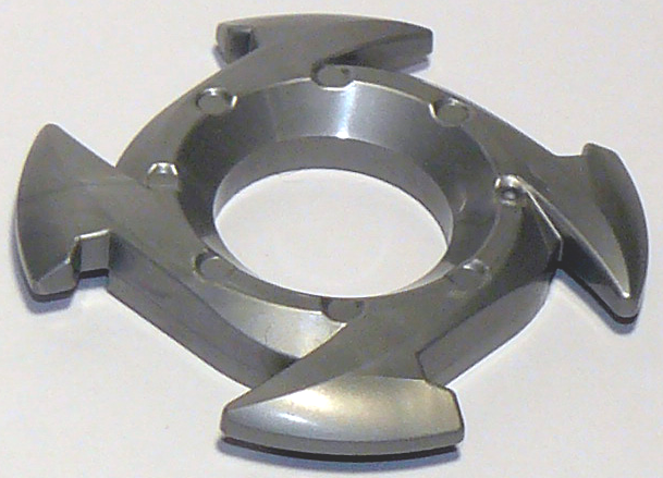Ring 4 x 4 with 2 x 2 Opening and 4 Arrow Ends (Ninjago Spinner Crown) in Flat Silver