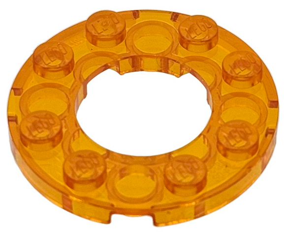 Plate Round 4 x 4 with 2 x 2 Round Opening in Trans-Orange