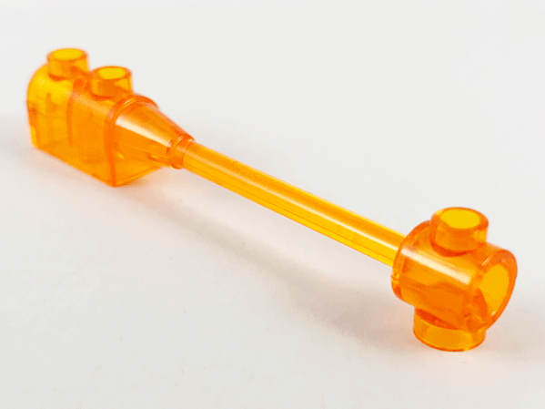 Bar 1 x 8 with Brick 1 x 2 Curved Top End (Axle Holder Inside Small End) in Trans-Orange