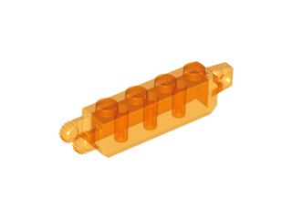 Hinge Brick 1 x 4 Locking with 1 Finger Vertical End and 2 Fingers Vertical End, 9 Teeth in Trans-Orange