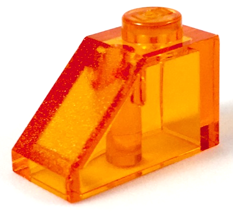 Brick Sloped 45° 2 x 1 with Bottom Pin in Trans-Orange