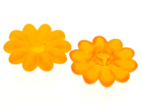 Clikits Icon, Flower 2 x 2 Large, 10 Petals with Pin [Frosted] in Trans-Orange