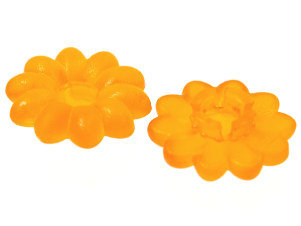 Clikits Icon, Flower 2 x 2 Small, 10 Petals with Pin [Frosted] in Trans-Orange