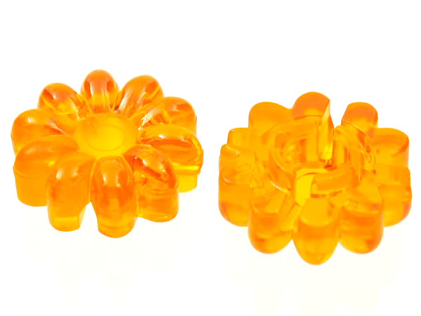 Clikits Icon, Flower 2 x 2 Large, 10 Petals with Hole in Trans-Orange
