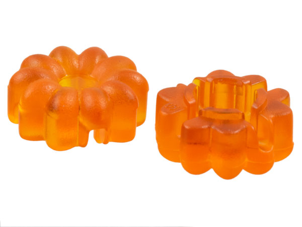 Clikits Icon, Flower 2 x 2 Small, 10 Petals with Hole [Frosted] in Trans-Orange