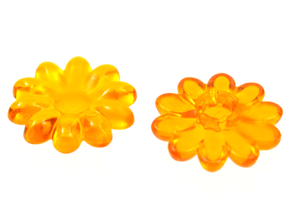 Clikits Icon, Flower 2 x 2 Large, 10 Petals with Pin [Polished] in Trans-Orange