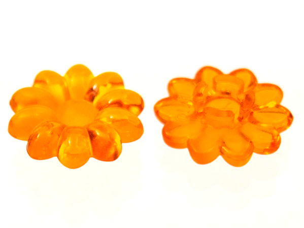 Clikits Icon, Flower 2 x 2 Small, 10 Petals with Pin [Polished] in Trans-Orange
