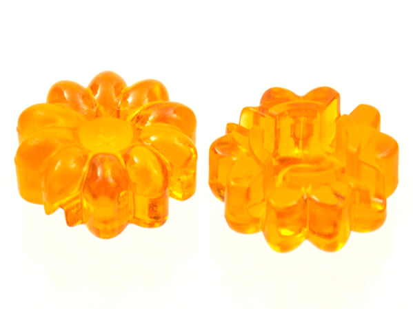 Clikits Icon, Flower 2 x 2 Small, 10 Petals with Hole [Polished] in Trans-Orange