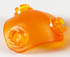 Clikits Connector, Rounded Corner with Three Pins in Trans-Orange