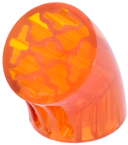 Brick Round 3 x 3 D. Tube with 45° Elbow and Axle Holes (Crossholes) at Each End in Trans-Orange