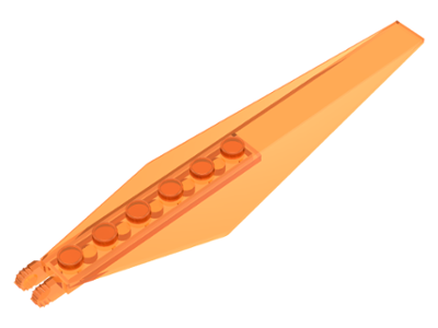 Hinge Plate 1 x 12 Locking with Angled Side Extensions and Tapered Ends, 7 Teeth in Trans-Orange