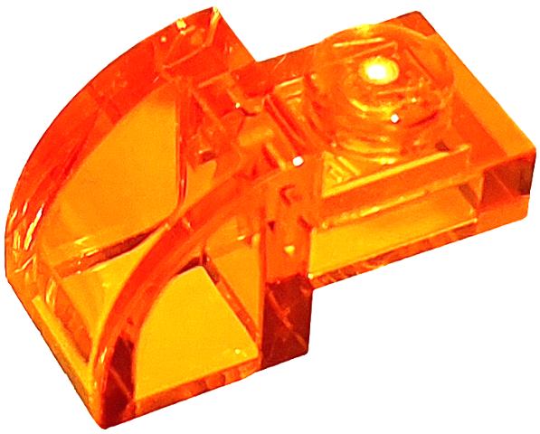 Brick Curved 1 x 2 x 1 with Curved Top in Trans-Orange