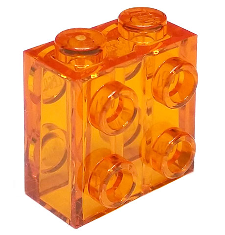 Brick Special 1 x 2 x 1 2/3 with 8 Studs on 2 Sides in Trans-Orange