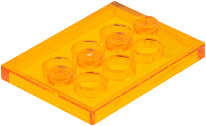 Plate Special 3 x 4 with 1 x 4 Center Studs [Plain] in Trans-Orange