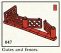 LEGO 047 Gates and Fences plus one 10 x 10 stud red base plate