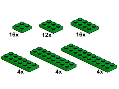 LEGO 10059 Green Plates 2 x n
