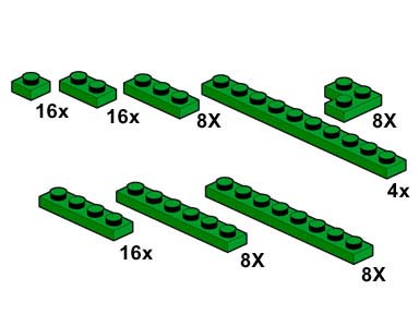 LEGO 10063 Green Plates 1 x n