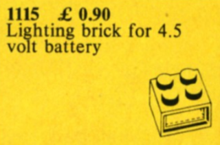 LEGO 1115 4.5V Lighting Brick (2 x 2)