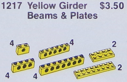 LEGO 1217 Girder Beams and Plates, Yellow