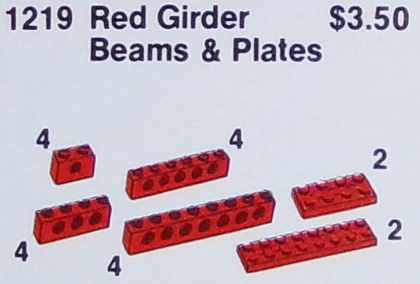 LEGO 1219 Girder Beams and Plates, Red