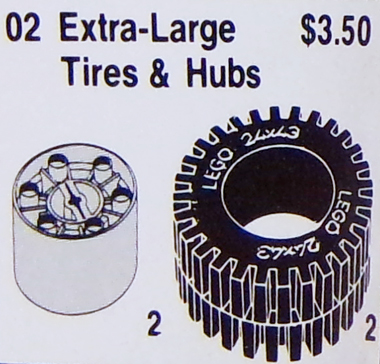 LEGO 2 X-Large Tires and Hubs (Large Technic Wheels)