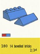 LEGO 280 Sloping Roof Bricks, Red