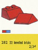 LEGO 282-2 2 x 2 Sloping Roof Bricks, Blue