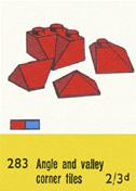LEGO 283 Sloping Ridge and Valley Bricks, Red