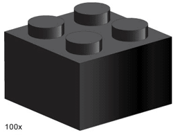 LEGO 3453 2 x 2 Black Bricks
