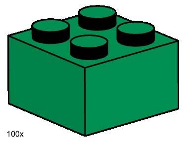 LEGO 3456 2 x 2 Green Bricks