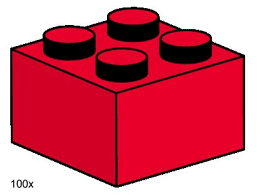 LEGO 3457 2 x 2 Red Bricks