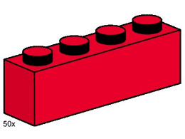 LEGO 3472 1 x 4 Red Bricks