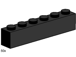 LEGO 3473 1 x 6 Black Bricks